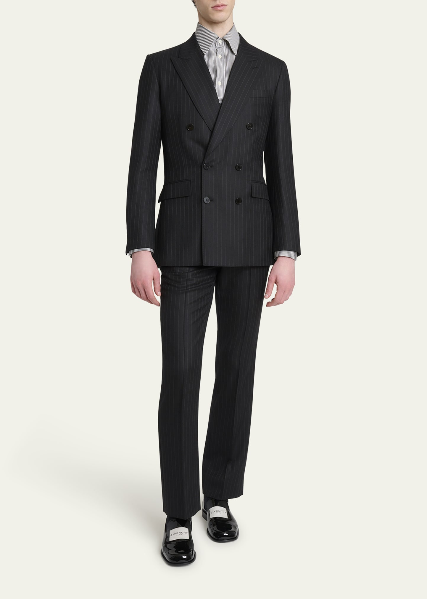 Men's Double-Breasted Pinstripe Sport Coat - 2
