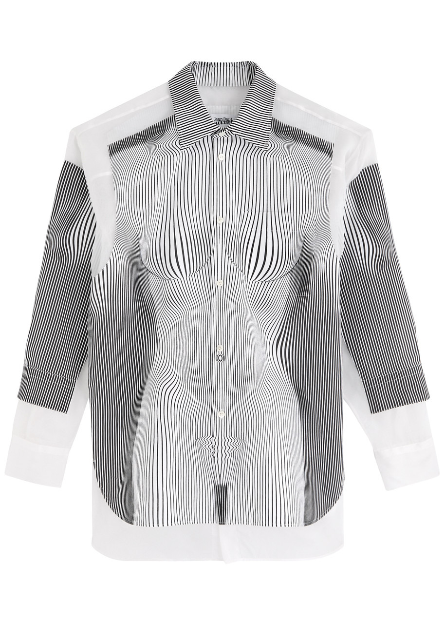 Jean Paul Gaultier Printed Silk-chiffon and Poplin Shirt - 1