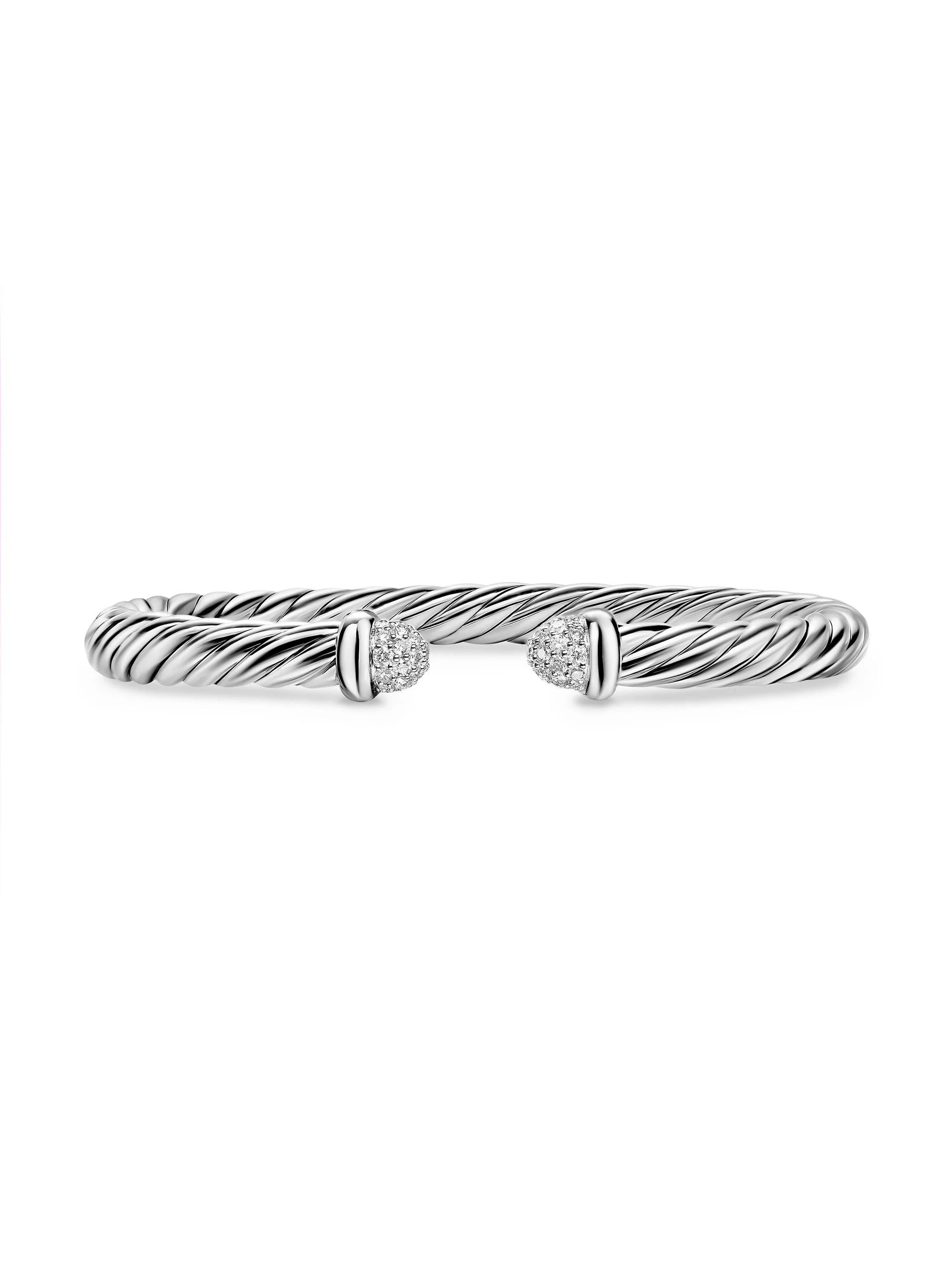 Women's Cable Flex Bracelet in Sterling Silver - Diamond - 1