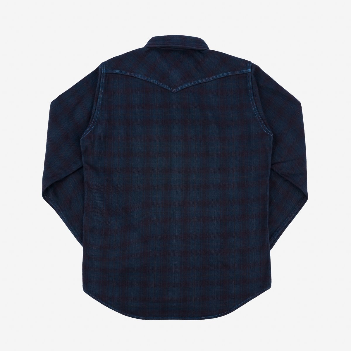 IHSH-333-OD Ultra Heavy Flannel Blanket Check Western Shirt - Sax Blue Overdyed Black - 4