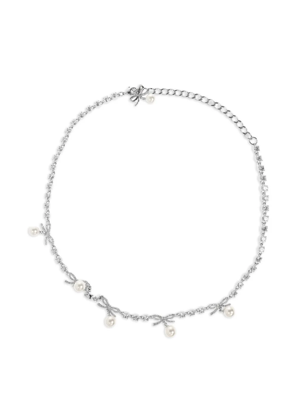 crystal-embellished bow necklace - 1
