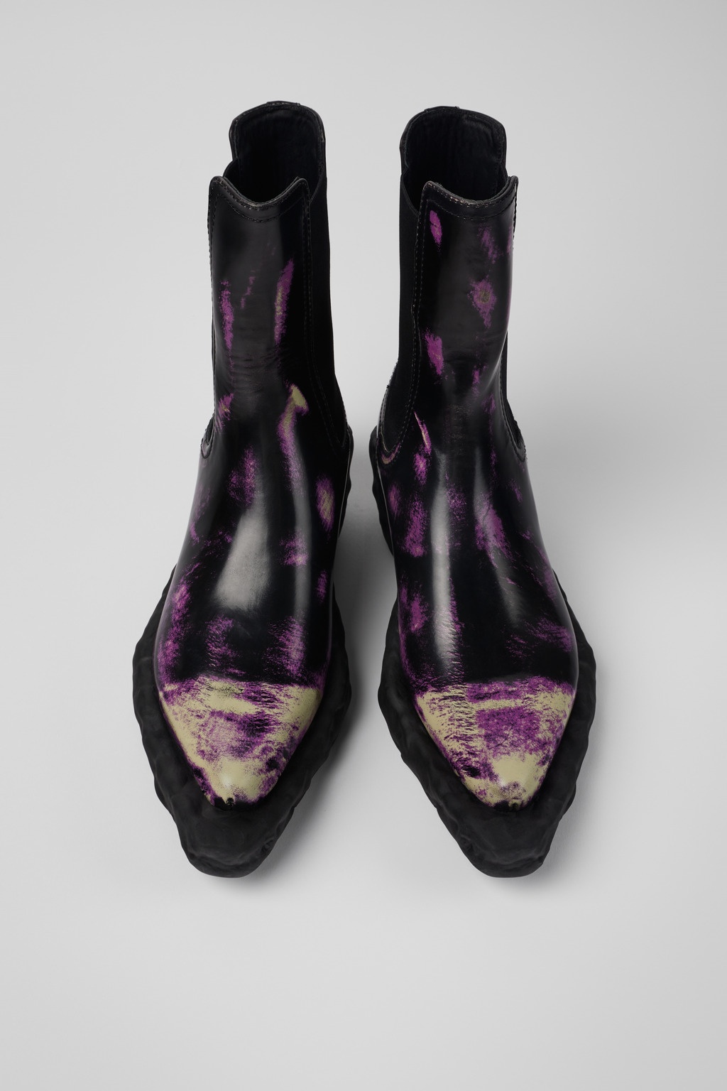 Three-toned brushed leather boots - 4