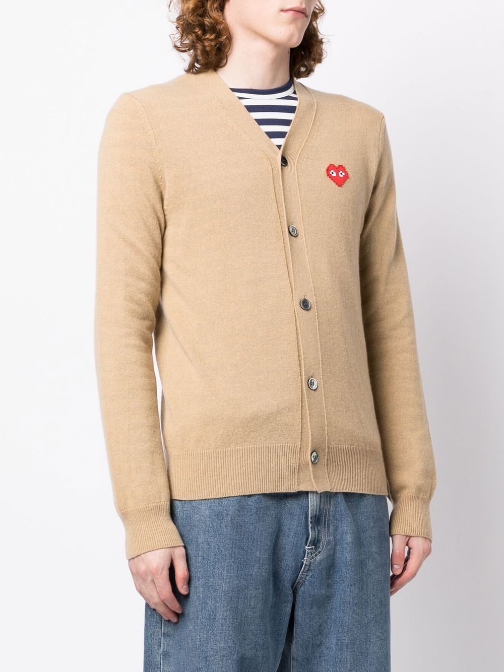 logo-patch wool cardigan - 3