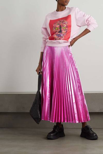 Christopher Kane Pleated lamé midi skirt outlook