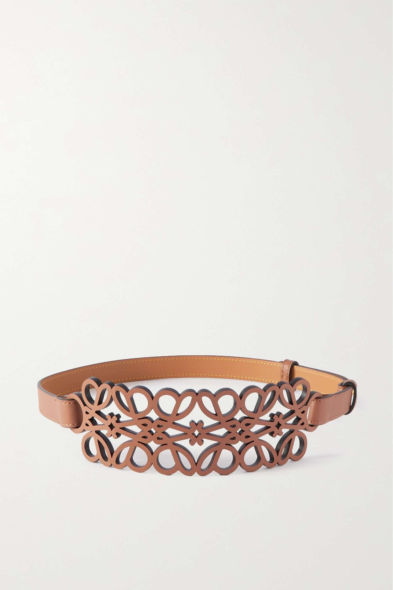 Anagram laser-cut leather belt - 1