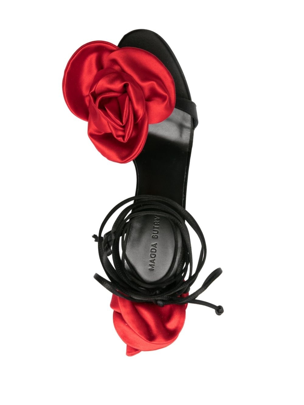 105mm floral-appliqué satin sandals - 4
