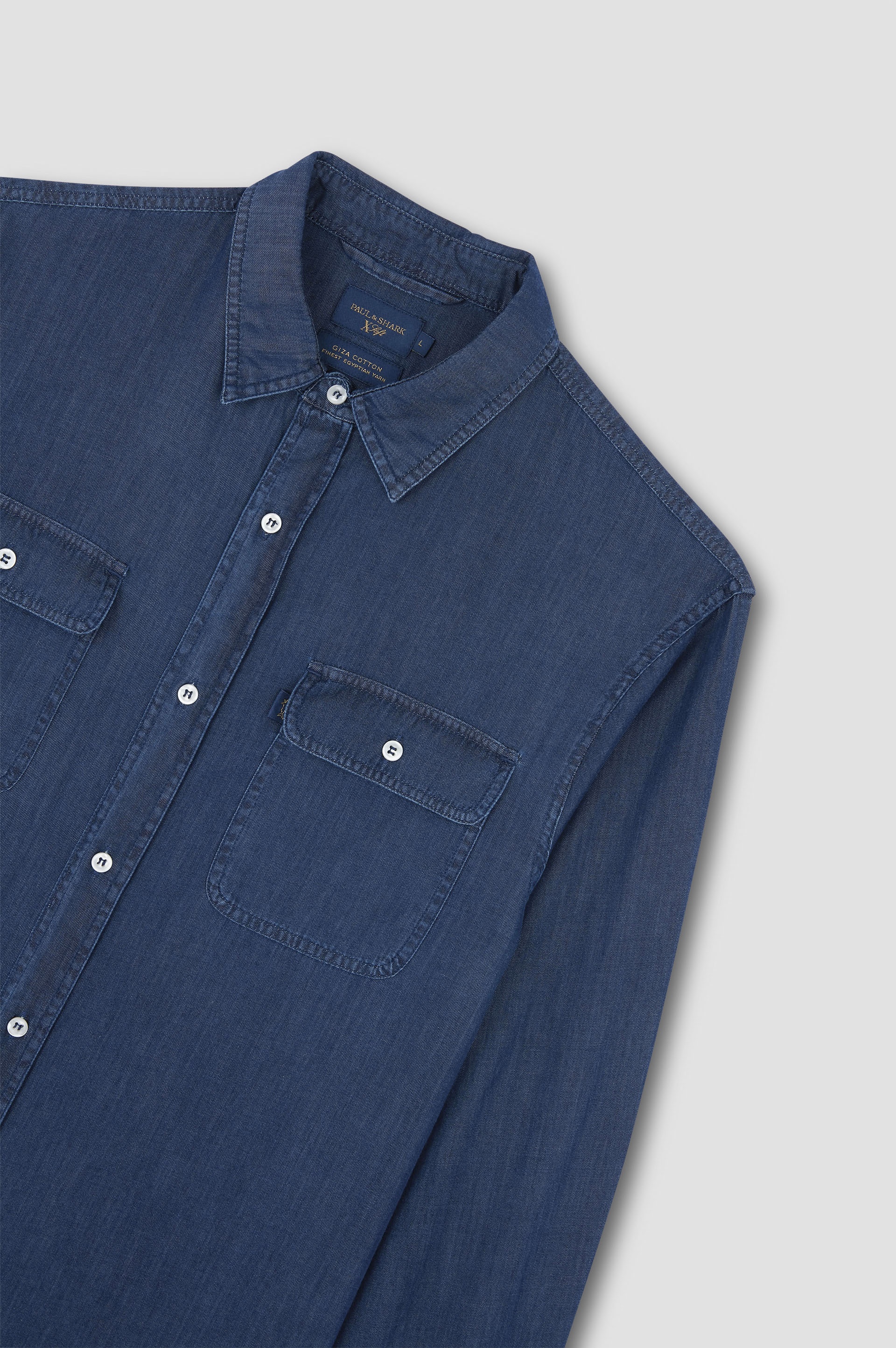 X-SOFT SHIRT IN GIZA COTTON LIGHT DENIM - 5