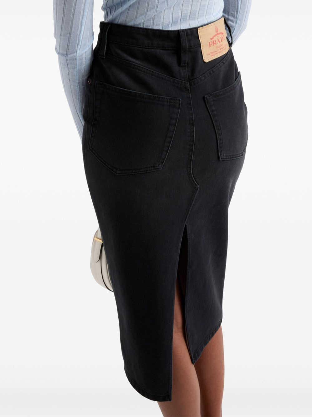 slit denim midi-skirt - 4