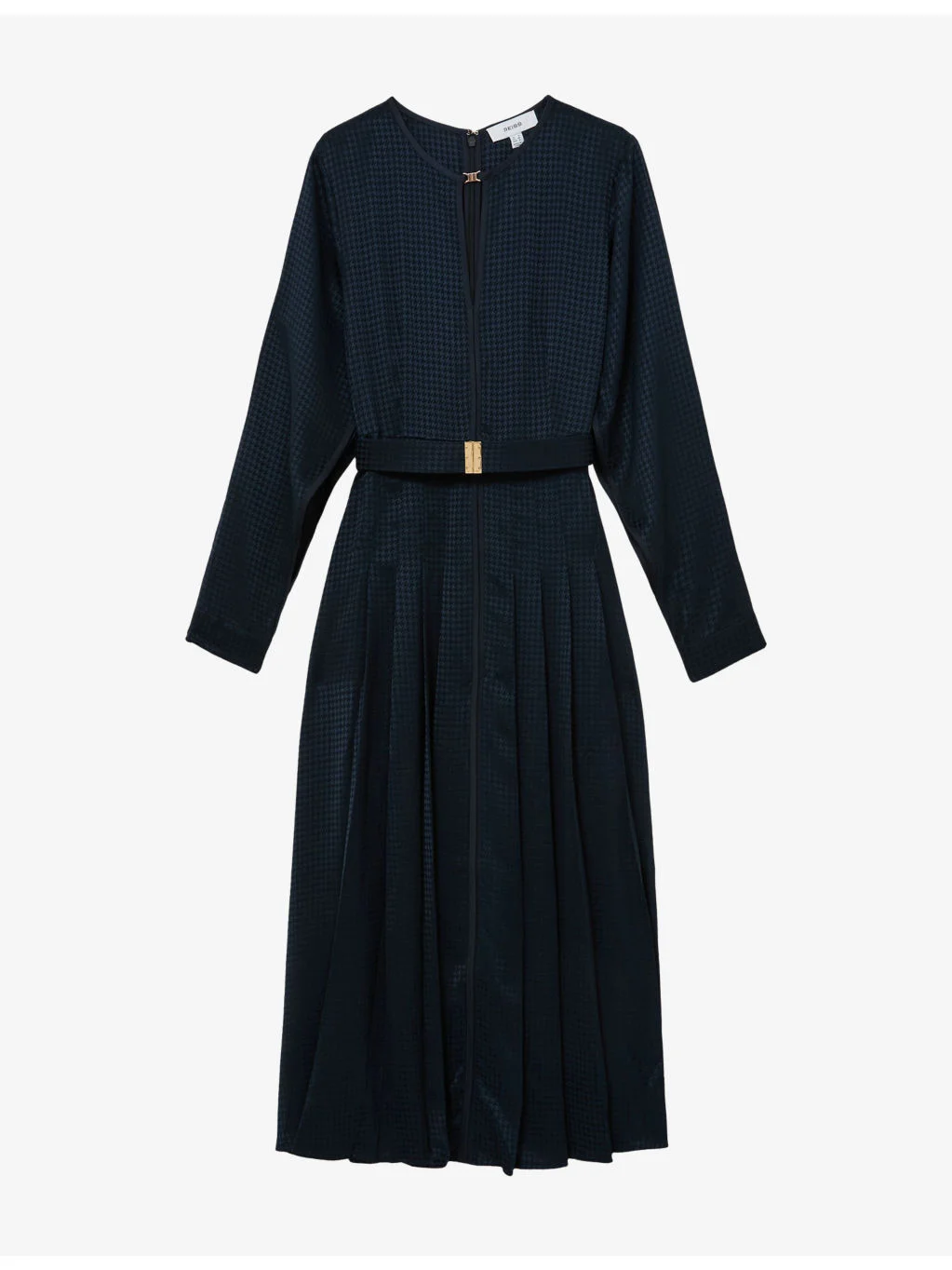 Kea Houndstooth-Check Long-Sleeve Woven Shirt Dress - 1