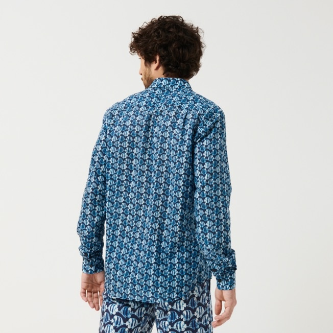 Unisex Cotton Voile Summer Shirt Batik Fishes - 11