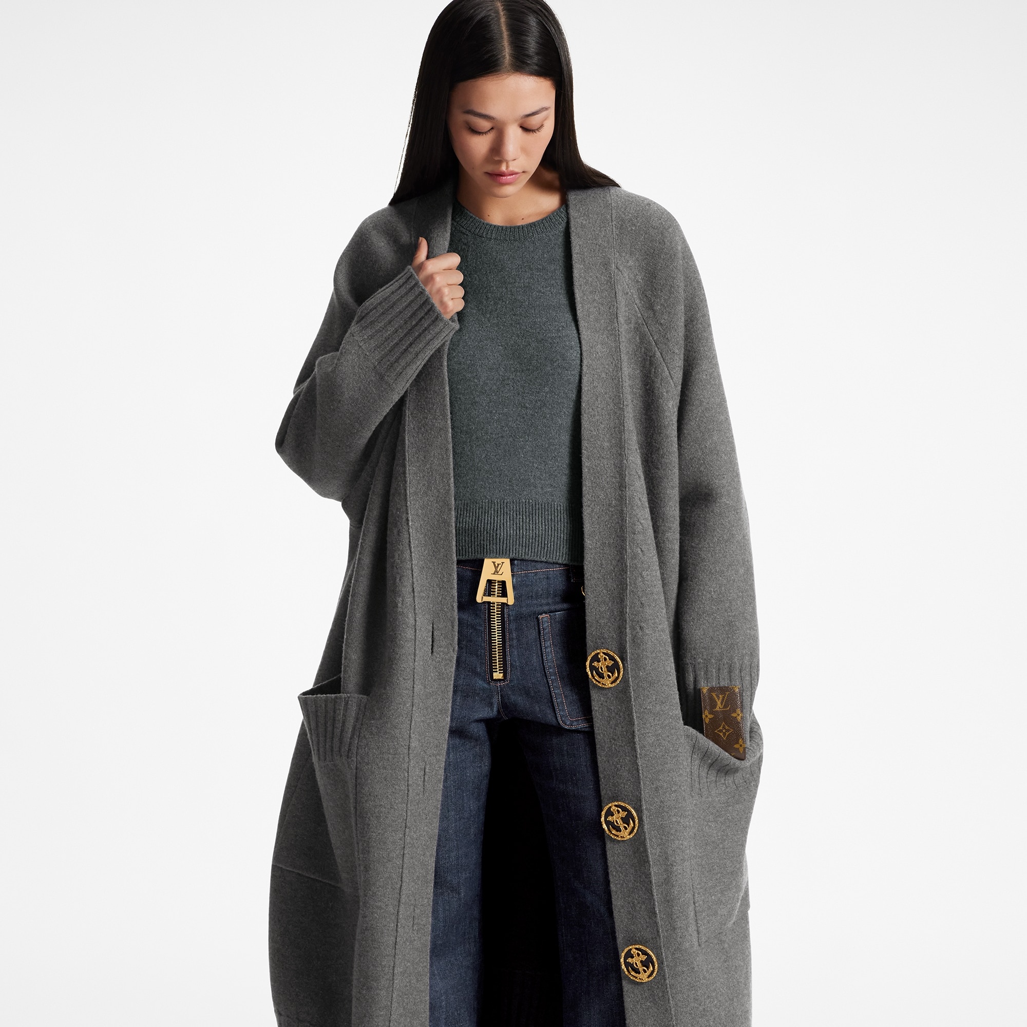 Oversized Detail Long Cardigan - 5