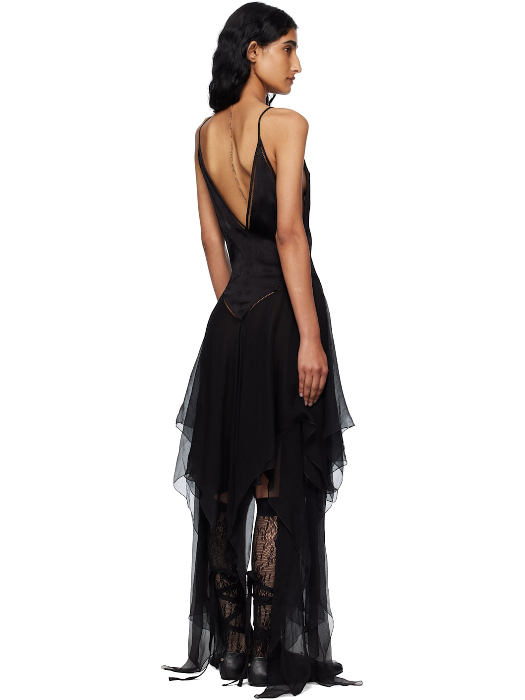 Black Multilayer Slip Midi Dress - 3