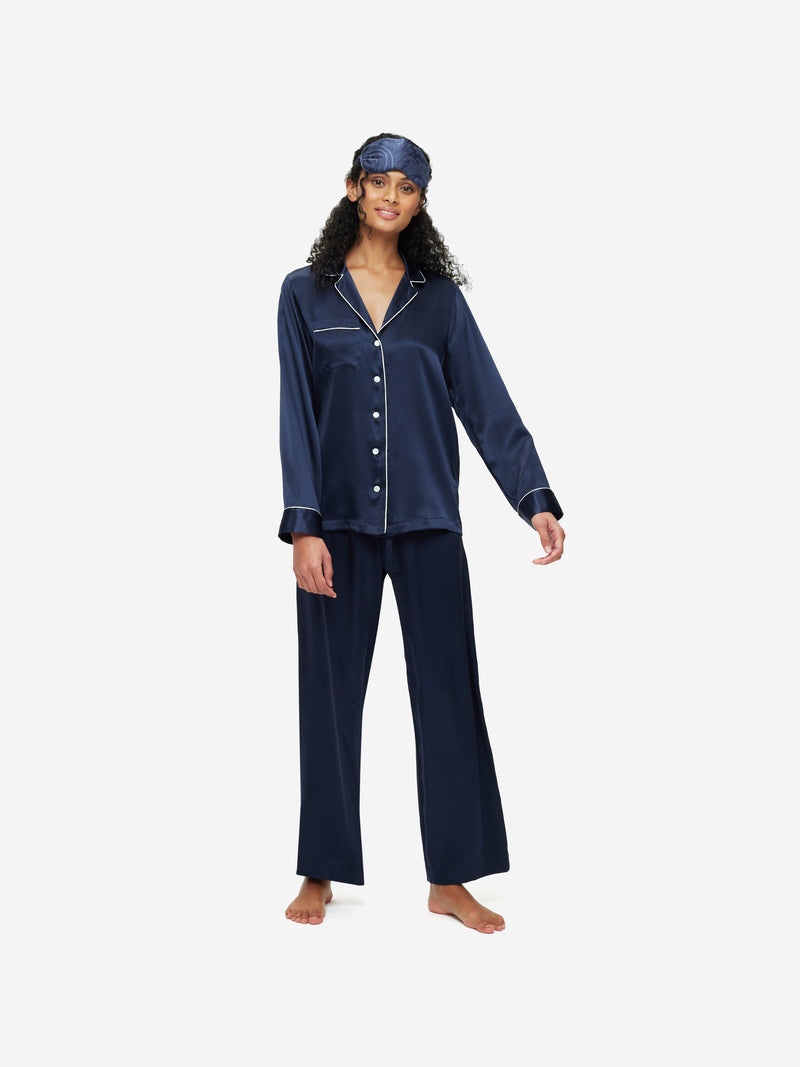 Eye Mask Verona 57 Silk Jacquard Navy - 7