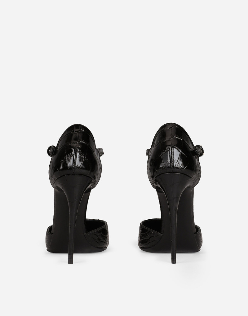 Dolce & Gabbana Crocodile-print calfskin T-bar pumps outlook