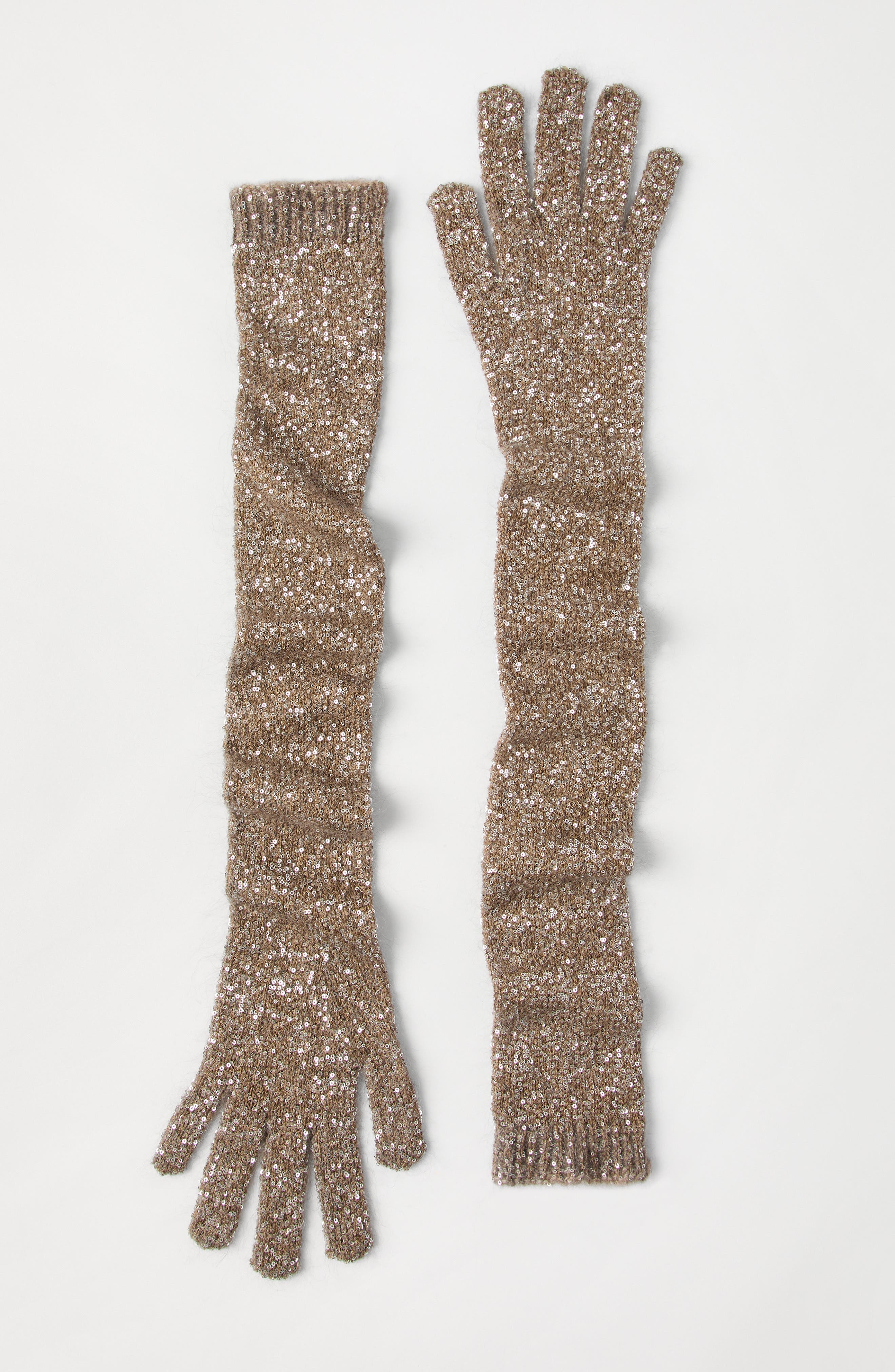 Brunello Cucinelli Dazzling knit gloves in Beige at Nordstrom - 2