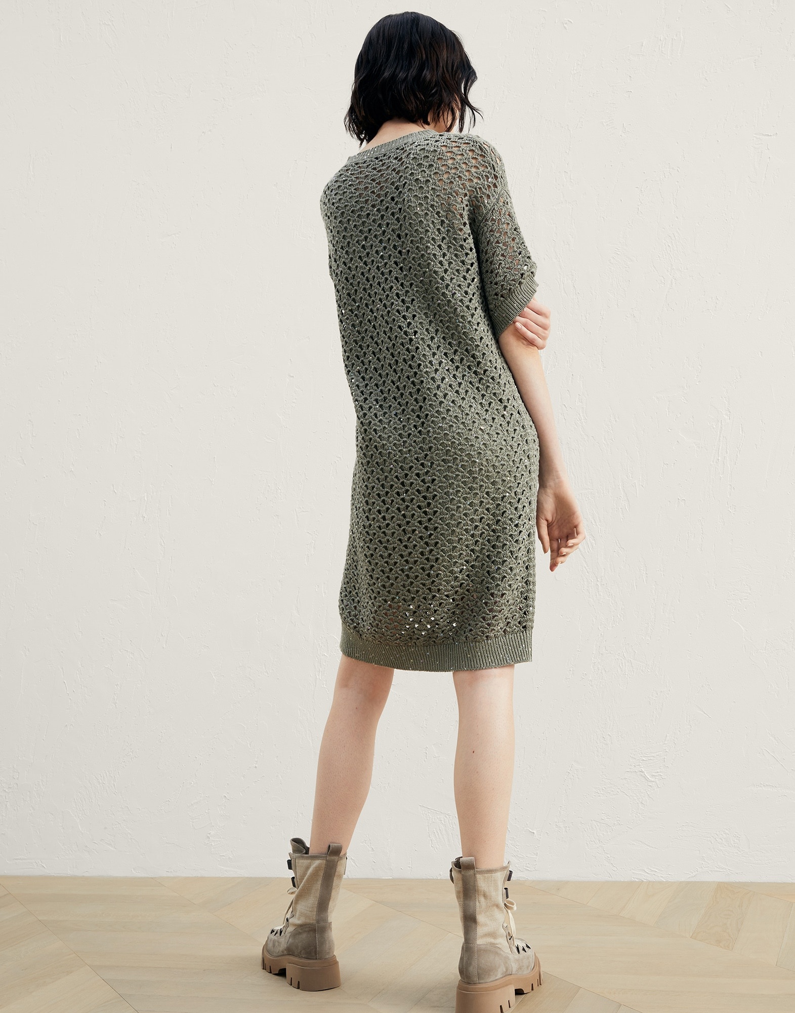 Dazzling Net knit dress in cotton, linen and silk - 2