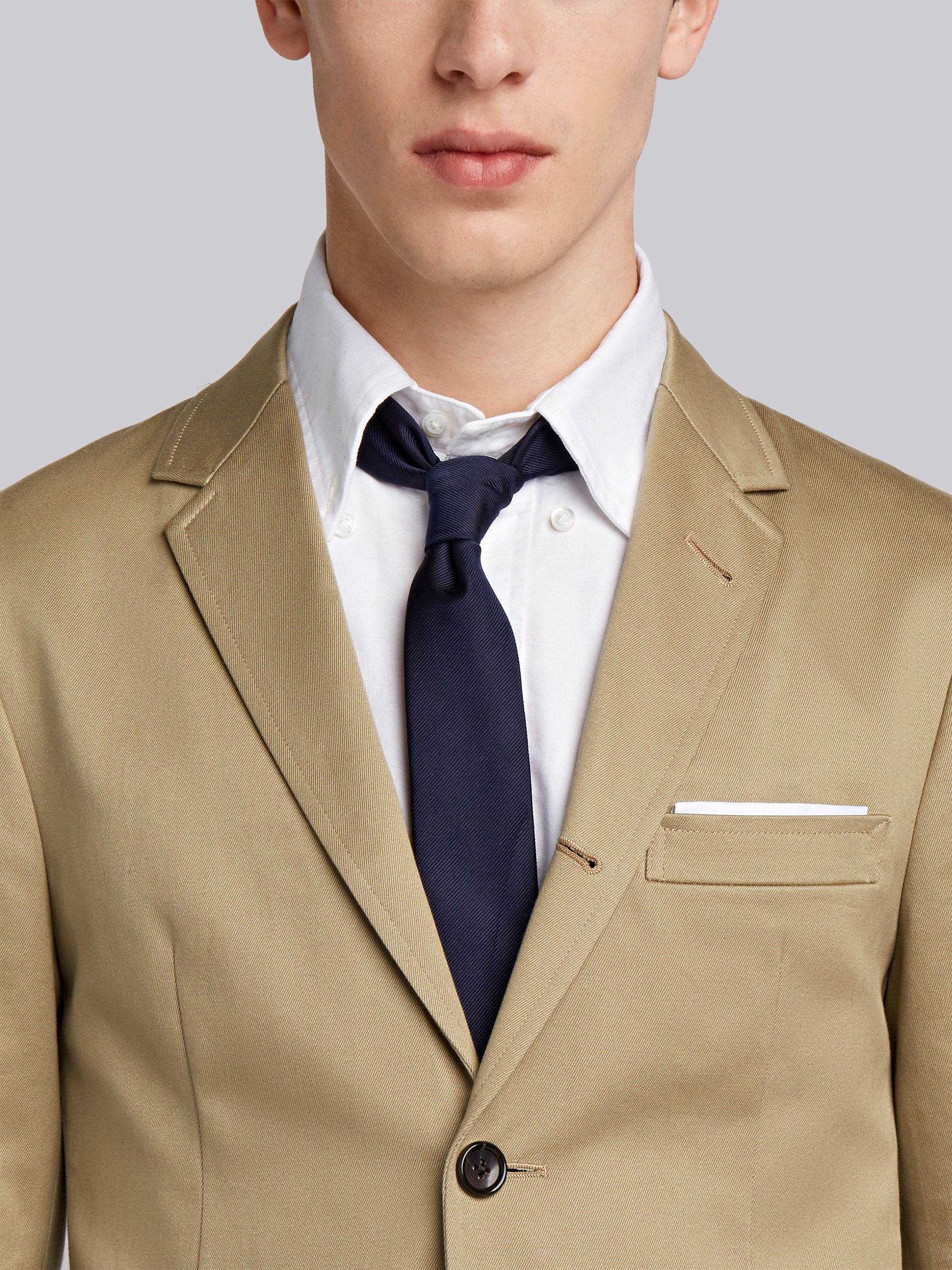 Camel Cotton Unconstructed Single Breasted 4-Bar Classic Jacket - 5