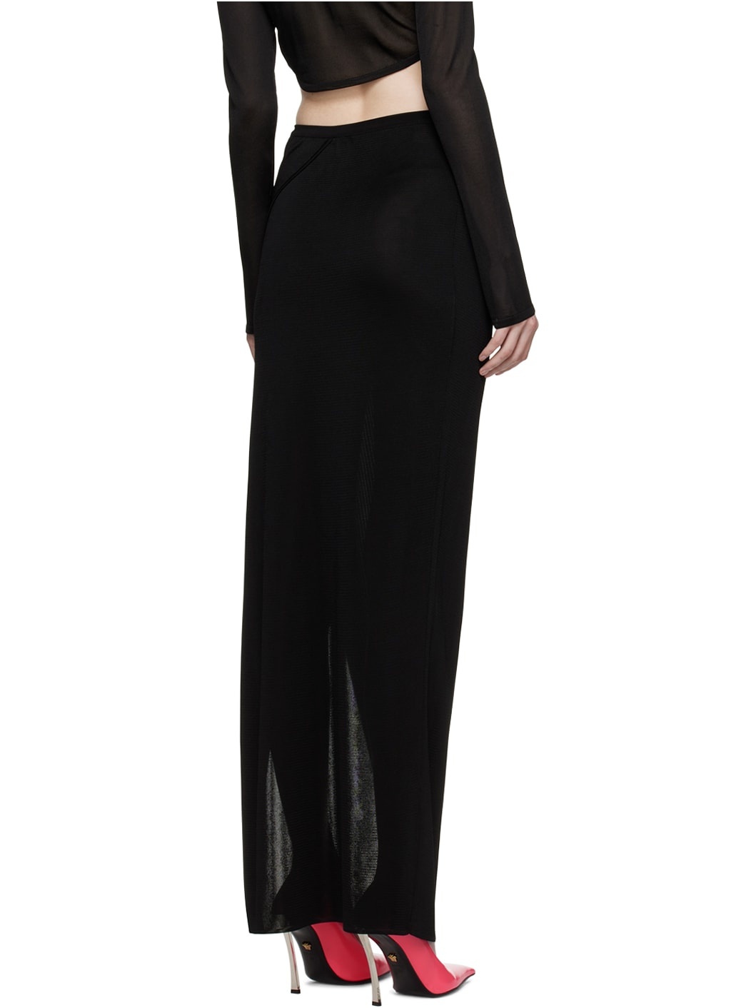 Black Vented Maxi Skirt - 3