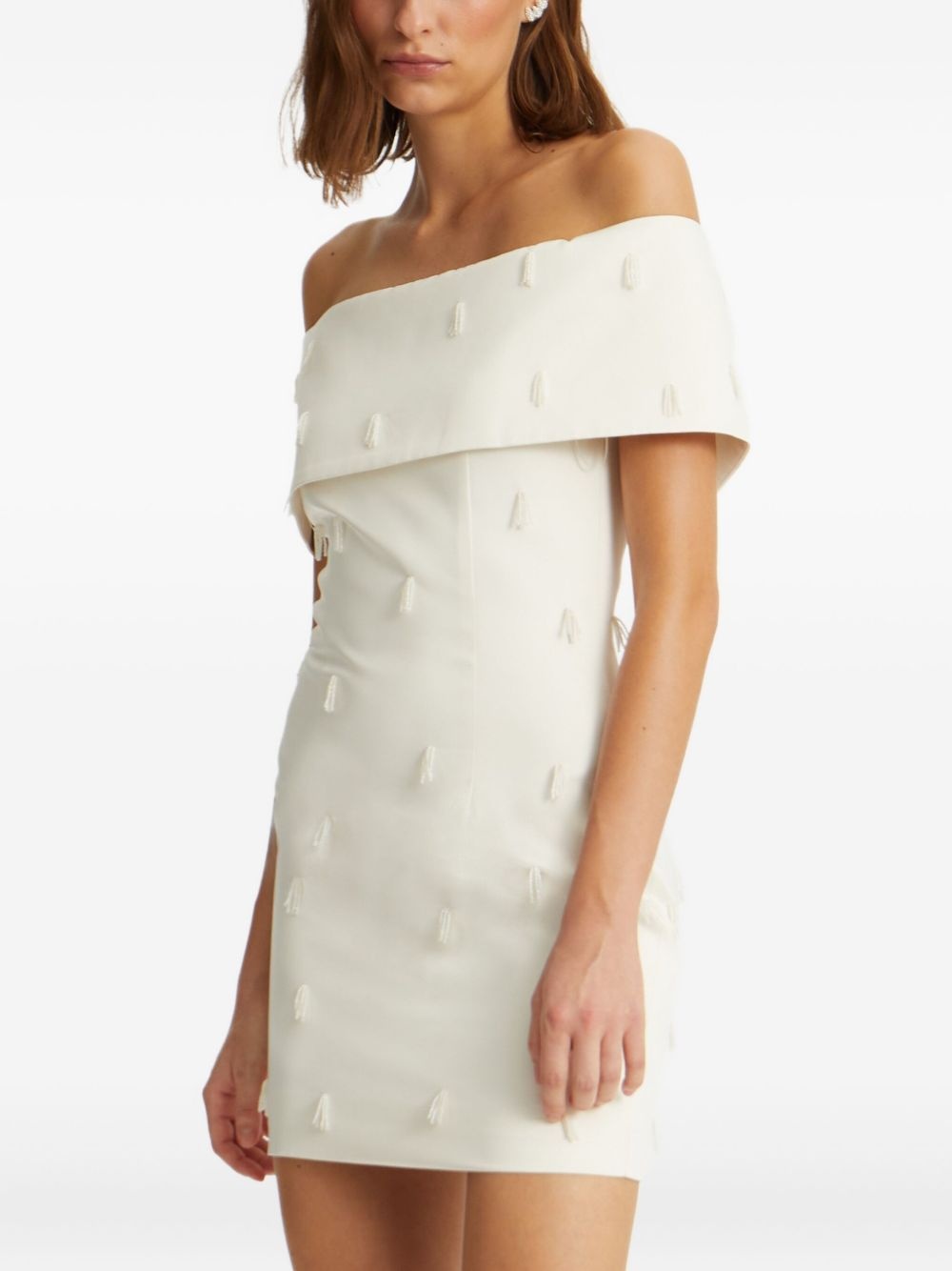 off-shoulder beaded minidress - 4