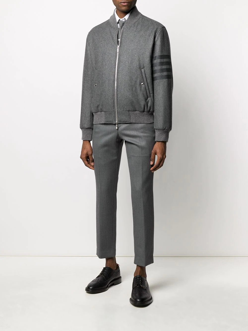 tonal 4-Bar flannel bomber jacket - 2