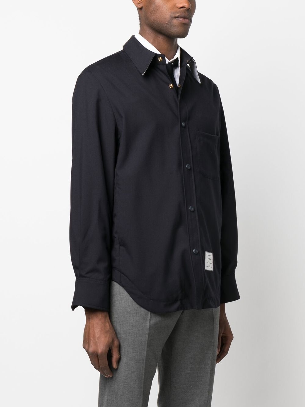 stripe-detail press-stud shirt - 3