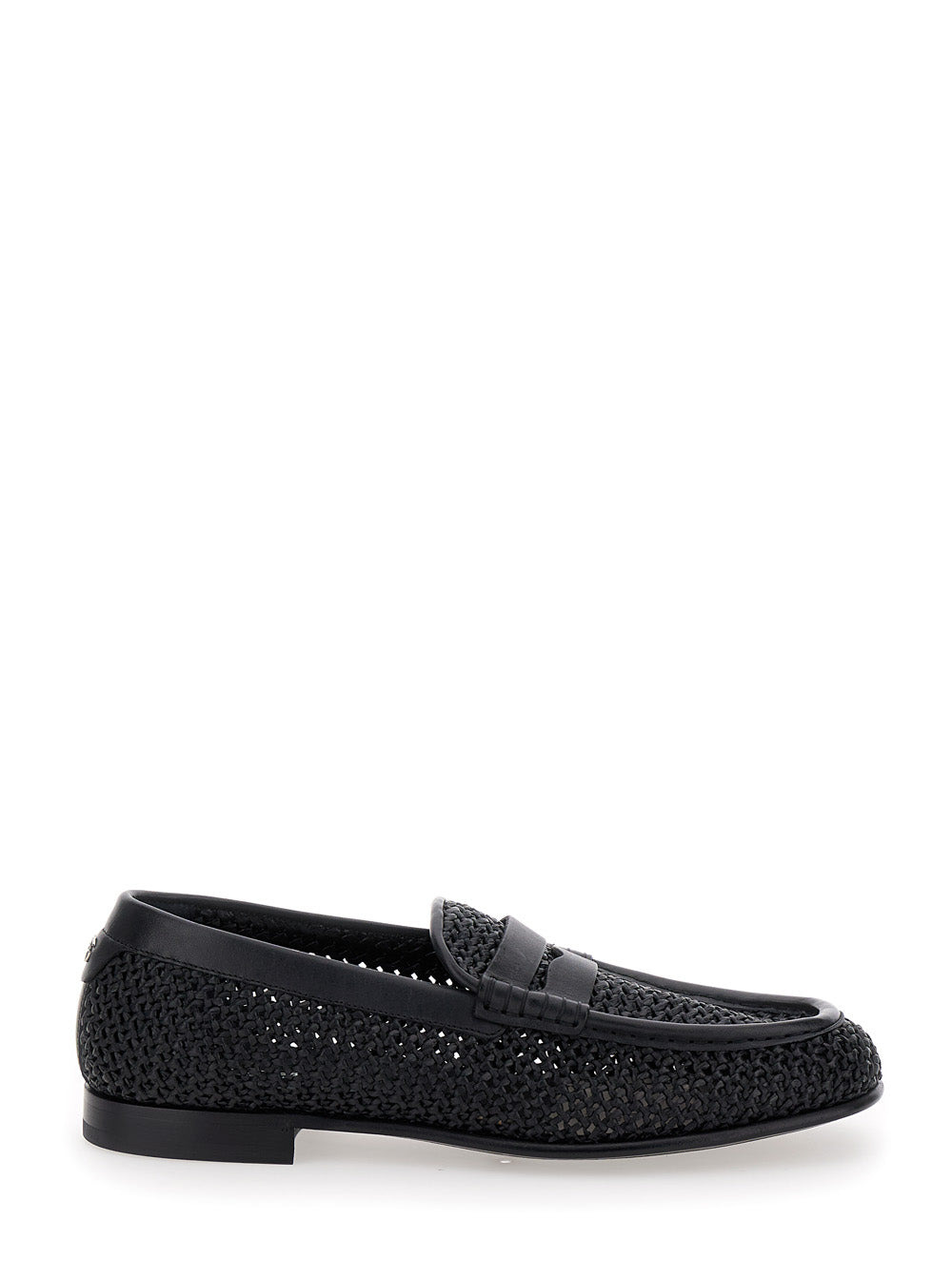 Dolce & Gabbana Men Black Slip-On Loafers In Woven Rafia Man - 1