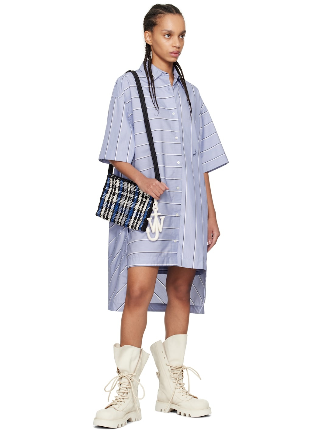 Blue & Black Checked Market Bag - 4