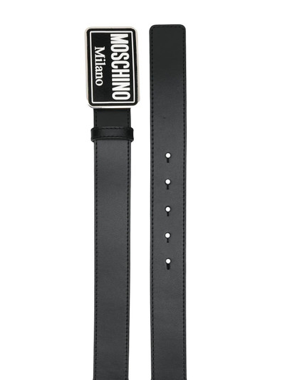 Moschino enamelled buckle belt outlook