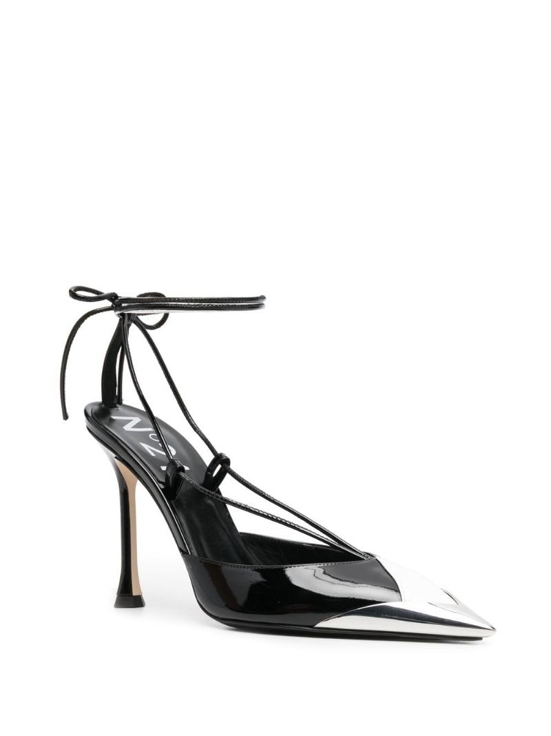colour-block patent leather pumps - 4