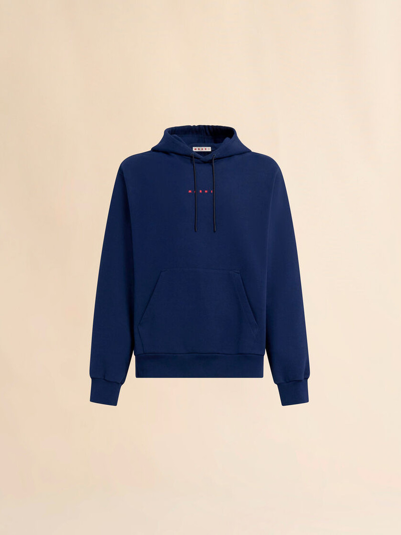 BLUE BIO COTTON HOODIE WITH MARNI PRINT 1