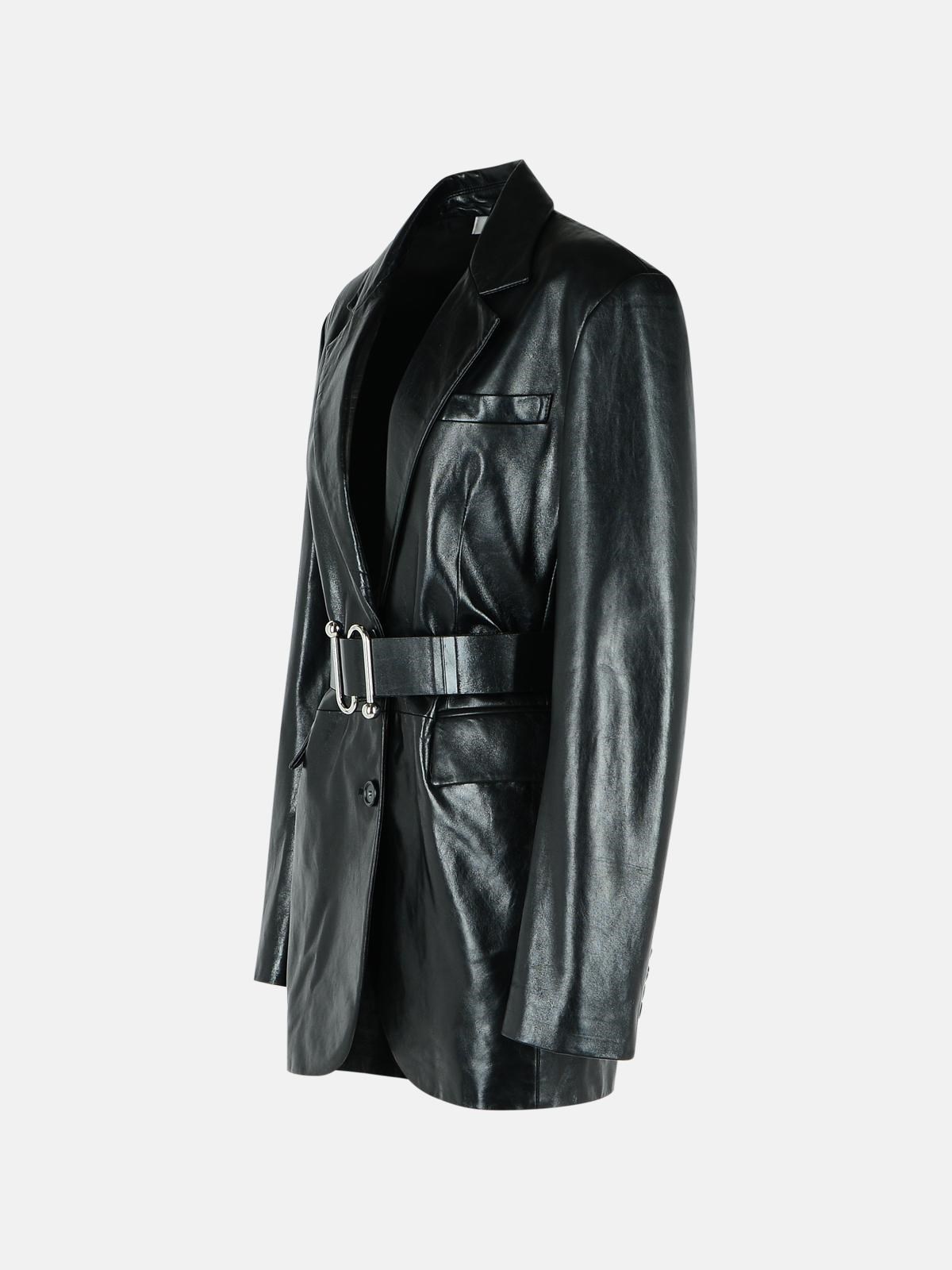 ジャケット SPORTMAX Women Jackets 2512441011600 TEORIA 002 Black Sportmax 'TEORIA' BLACK LEATHER JACKET | REVERSIBLE