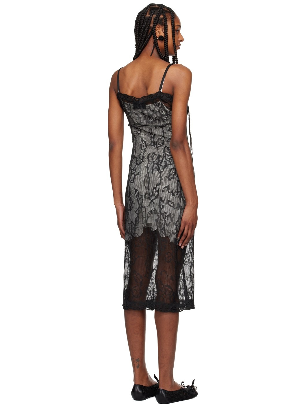 Black Floral Midi Dress - 3