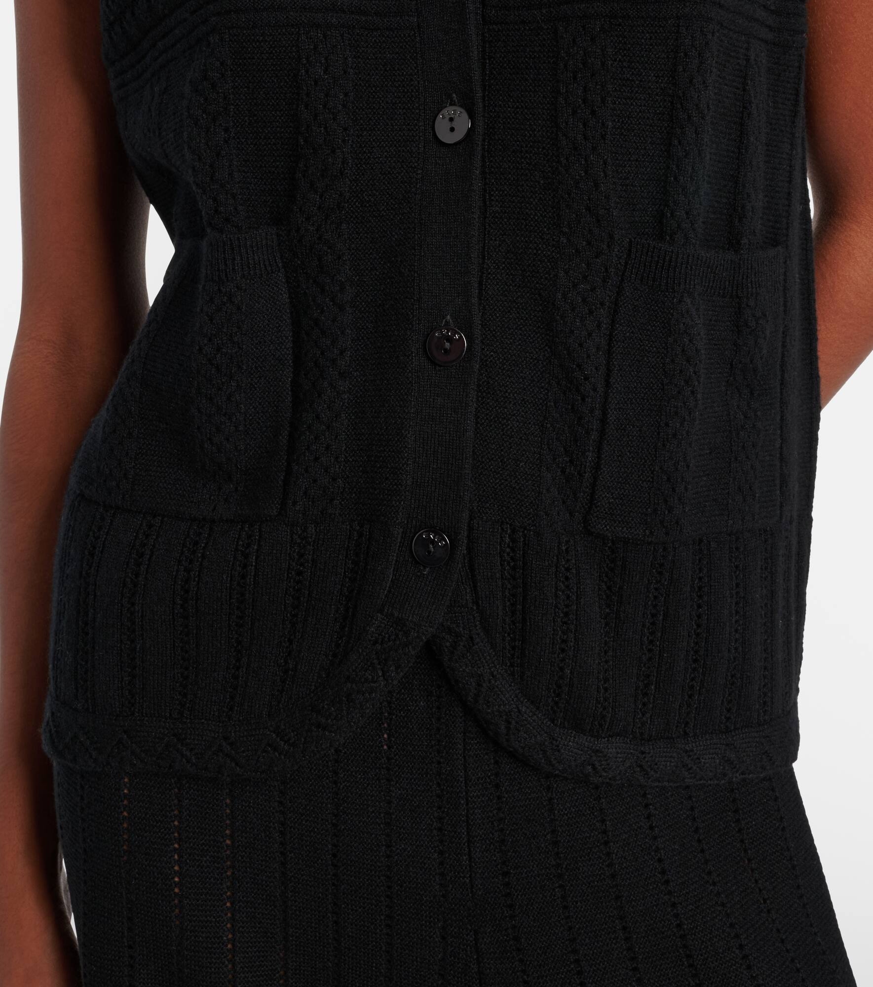 Mixte pointelle wool and cashmere sweater vest - 5