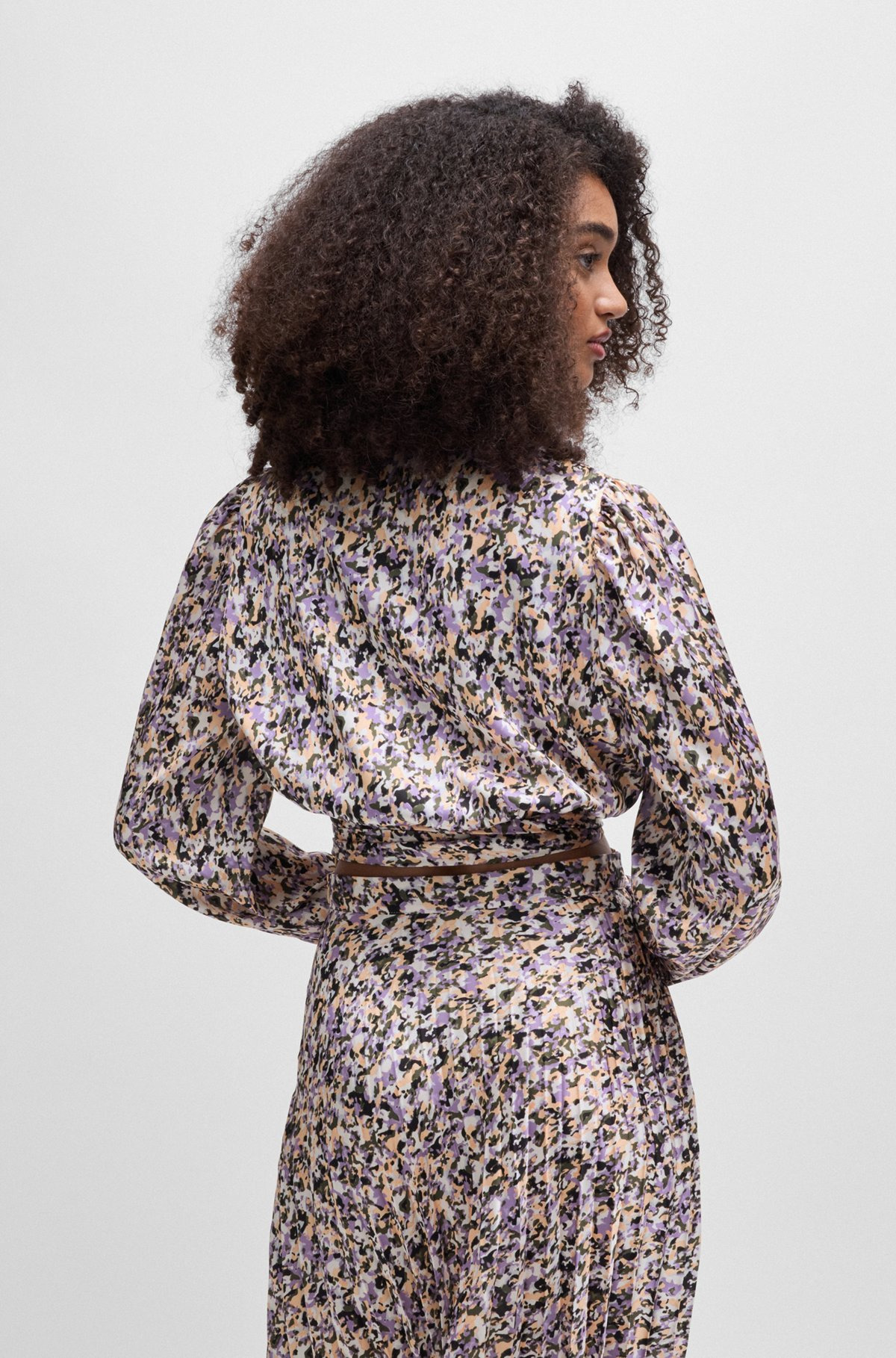 SLIM-FIT BLOUSE IN PRINTED SATIN TWILL - 5