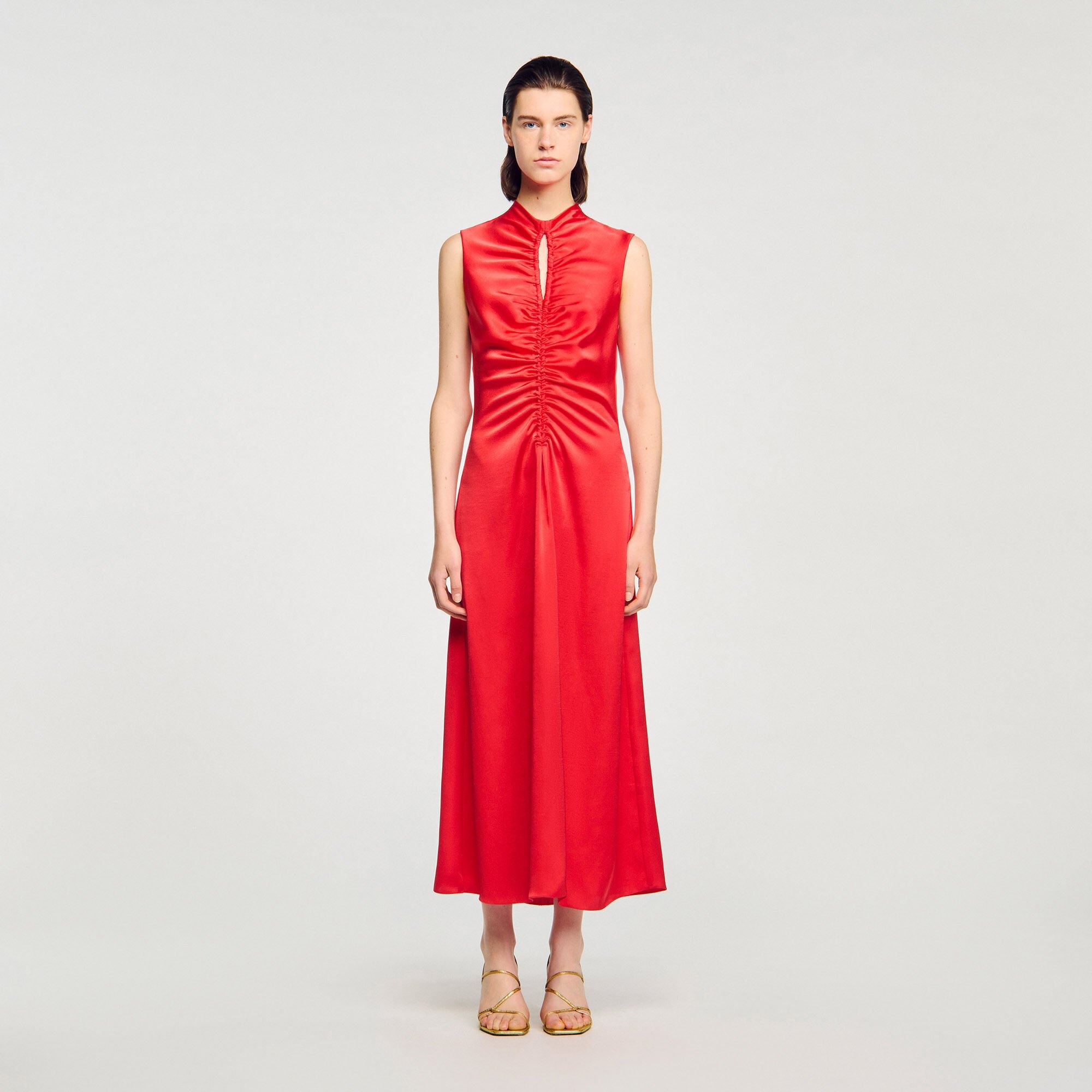 DRAPED SATIN-EFFECT DRESS - 2