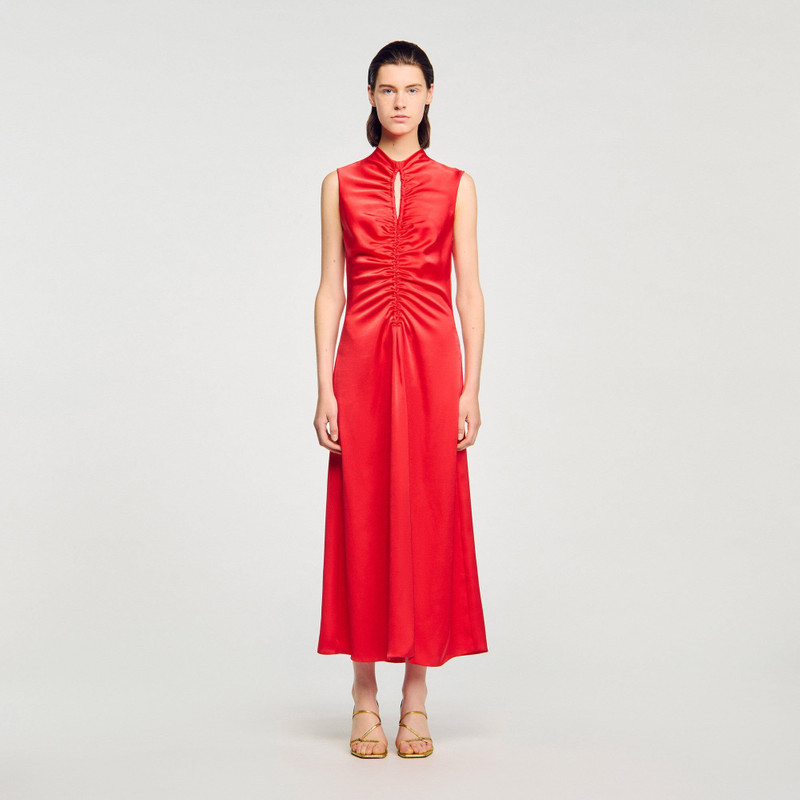 Sandro DRAPED SATIN-EFFECT DRESS outlook