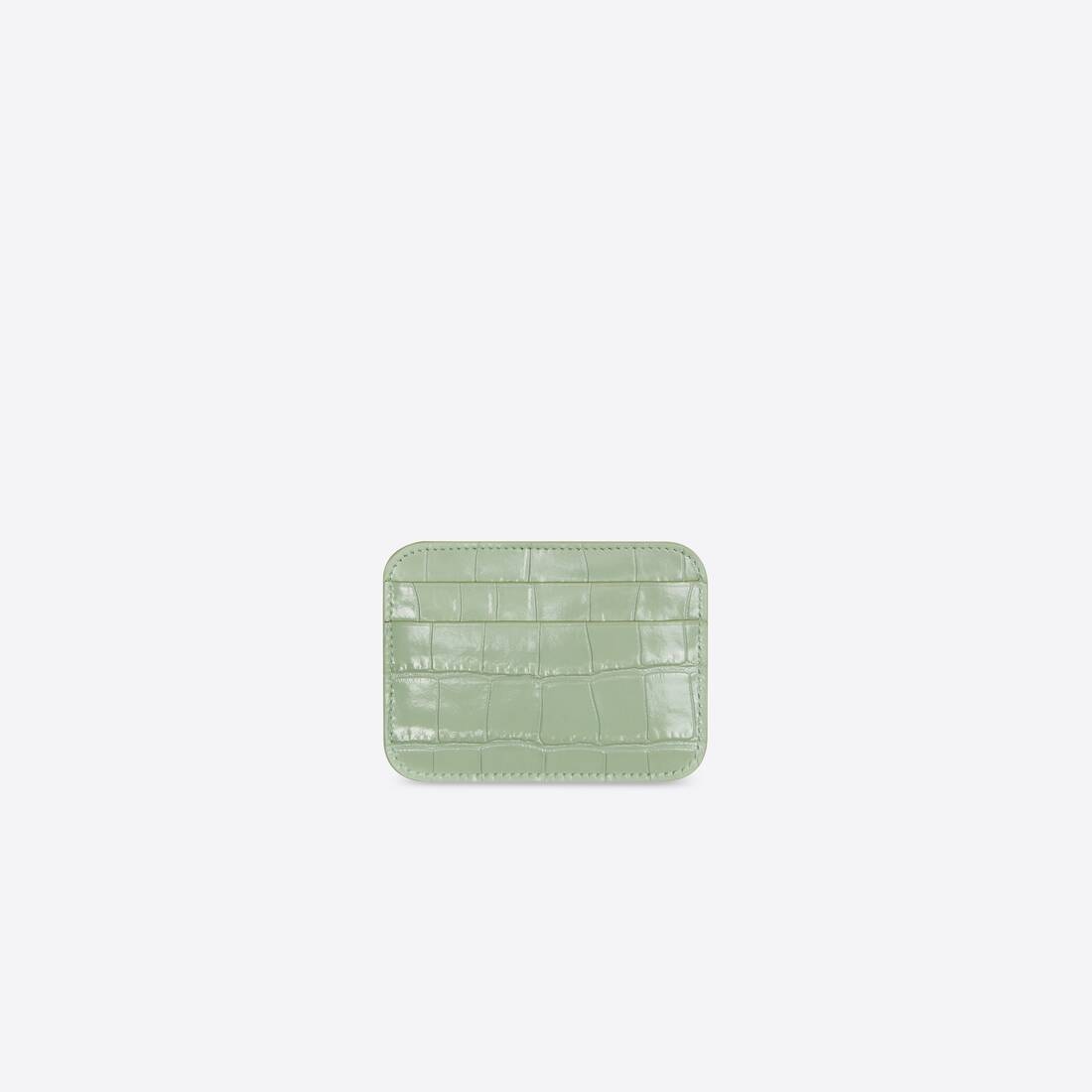 Women's Cash Card Holder Crocodile Embossed in Light Green - 2