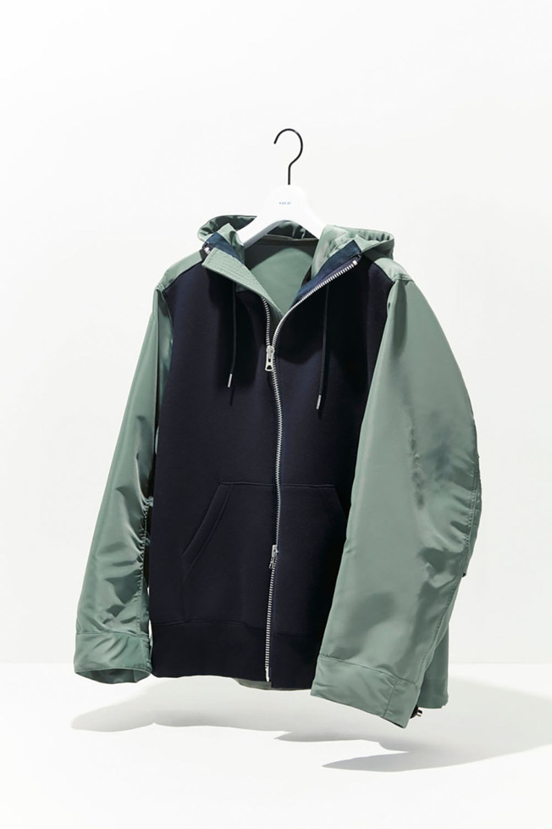 sacai Nylon Twill x Sponge Sweat Hoodie outlook