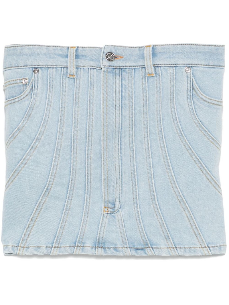 denim stitch-detailed top 1