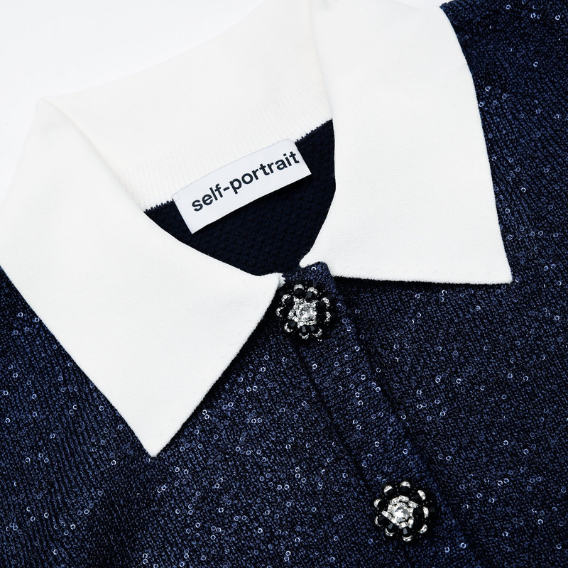 Navy Contrast Collar Cardigan 5