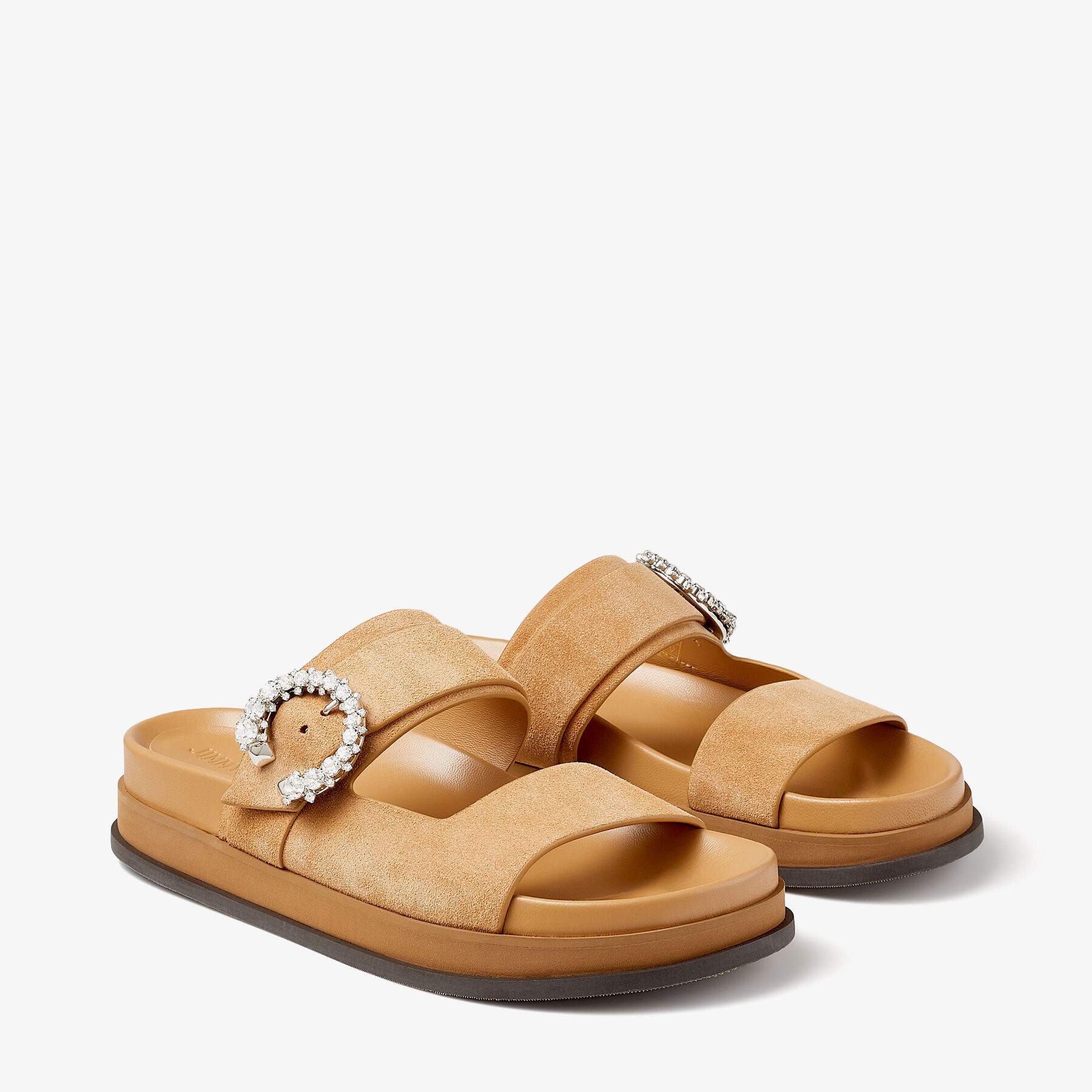Marga Flat
Caramel Suede Sandals with Crystal Buckle - 3