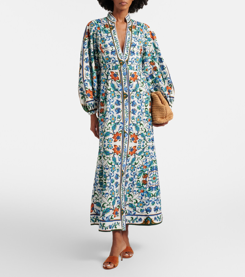 FARM RIO Flora Tile linen-blend maxi dress outlook