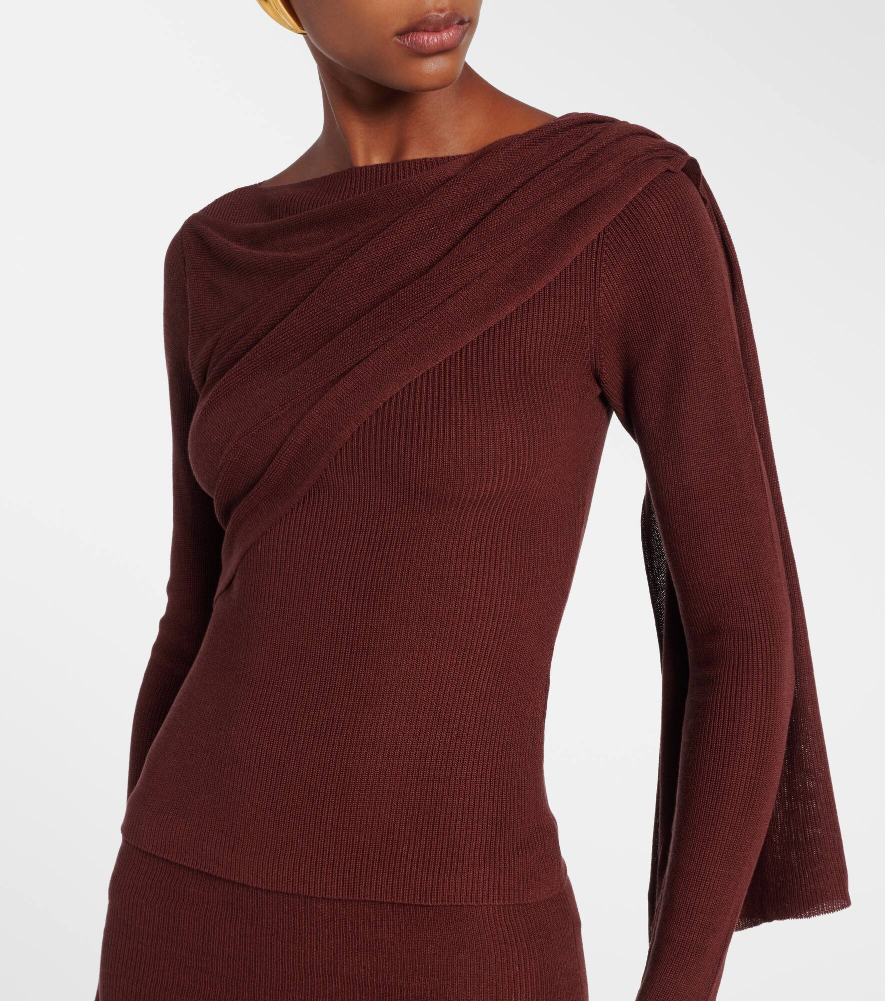 Draped silk-blend top - 6