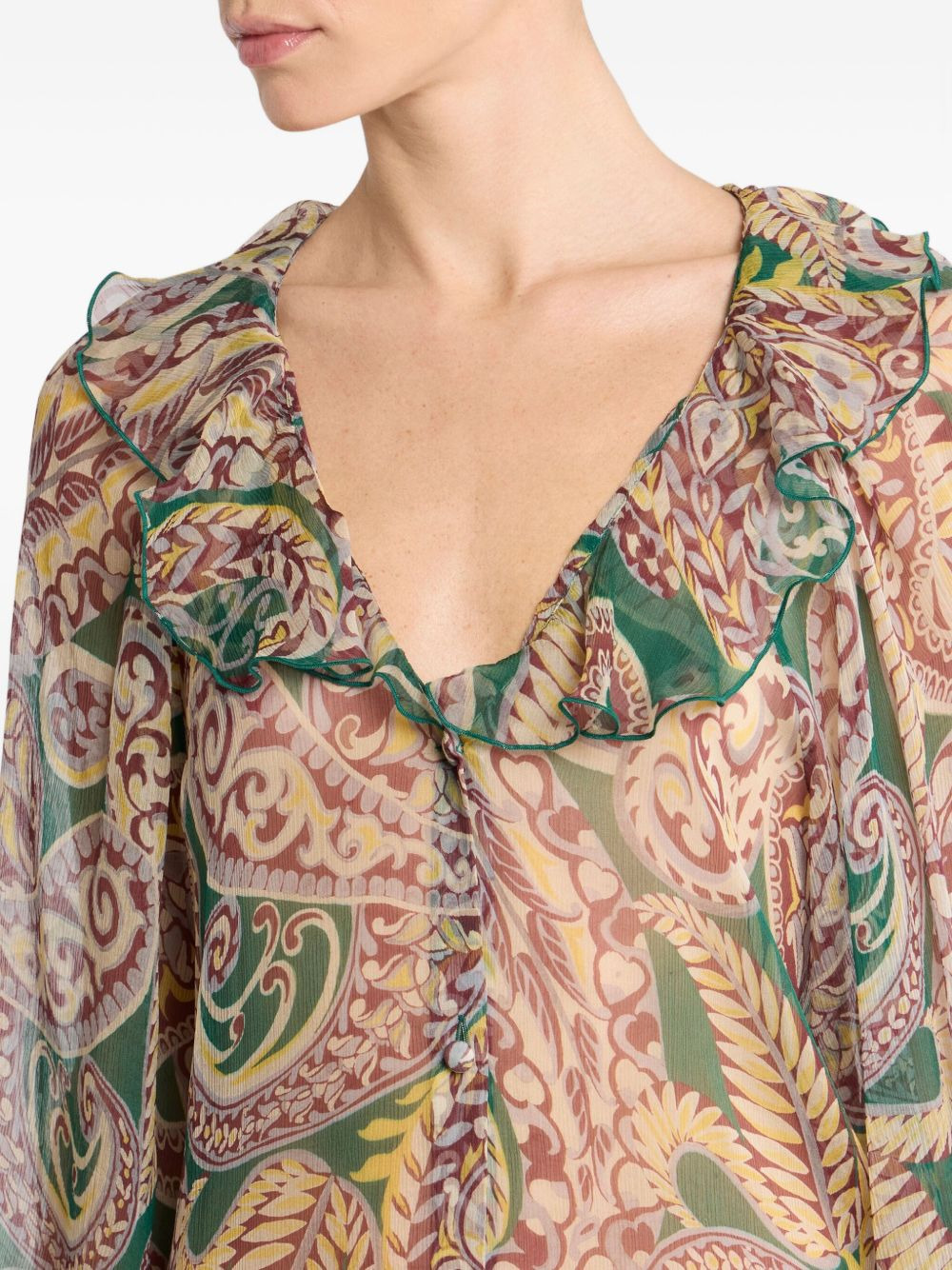 paisley ruffled shirt - 4