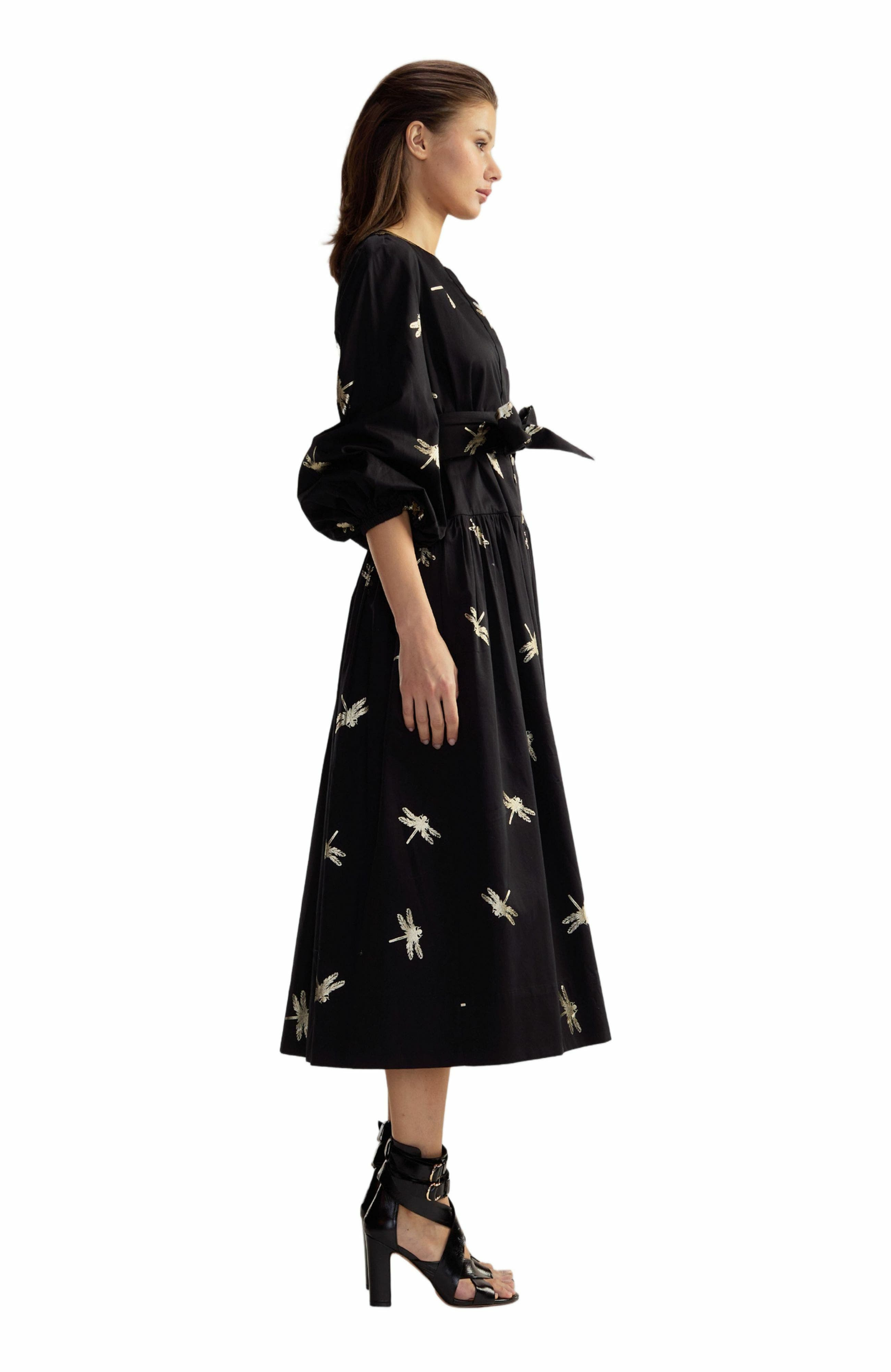 Cynthia Rowley COTTON SATEEN SHIRT DRESS in Black Gold at Nordstrom - 2