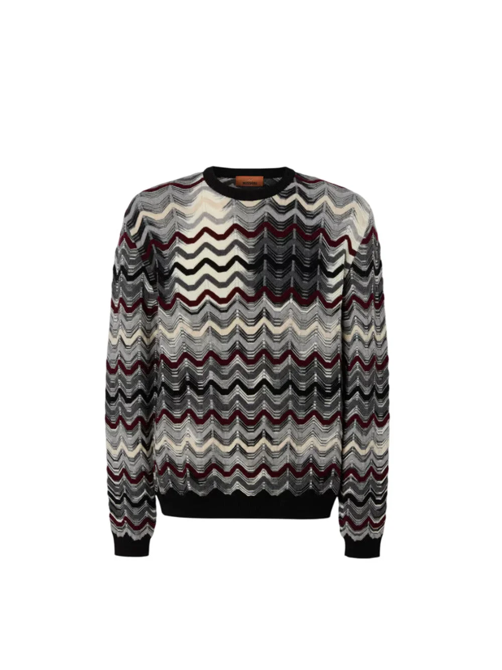 Missoni Men Crew-Neck Sweater With Geometric Zigzag Pattern - 1