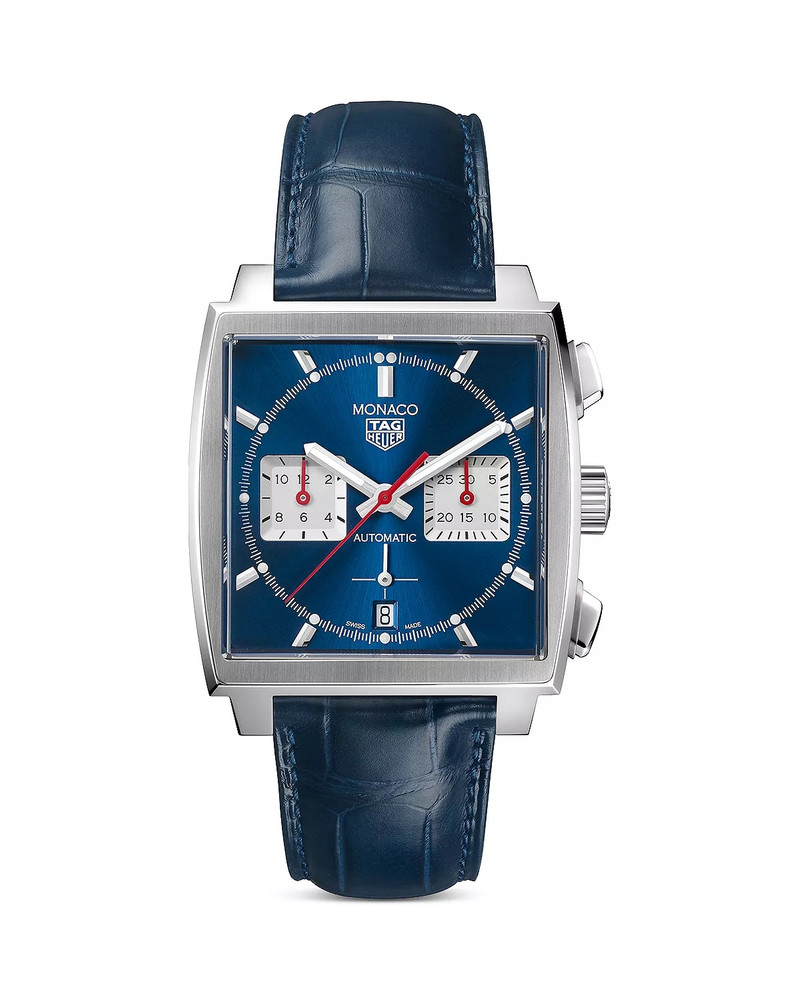 Monaco Heuer 02 Automatic Men's Blue Leather Chronograph, 39mm 1