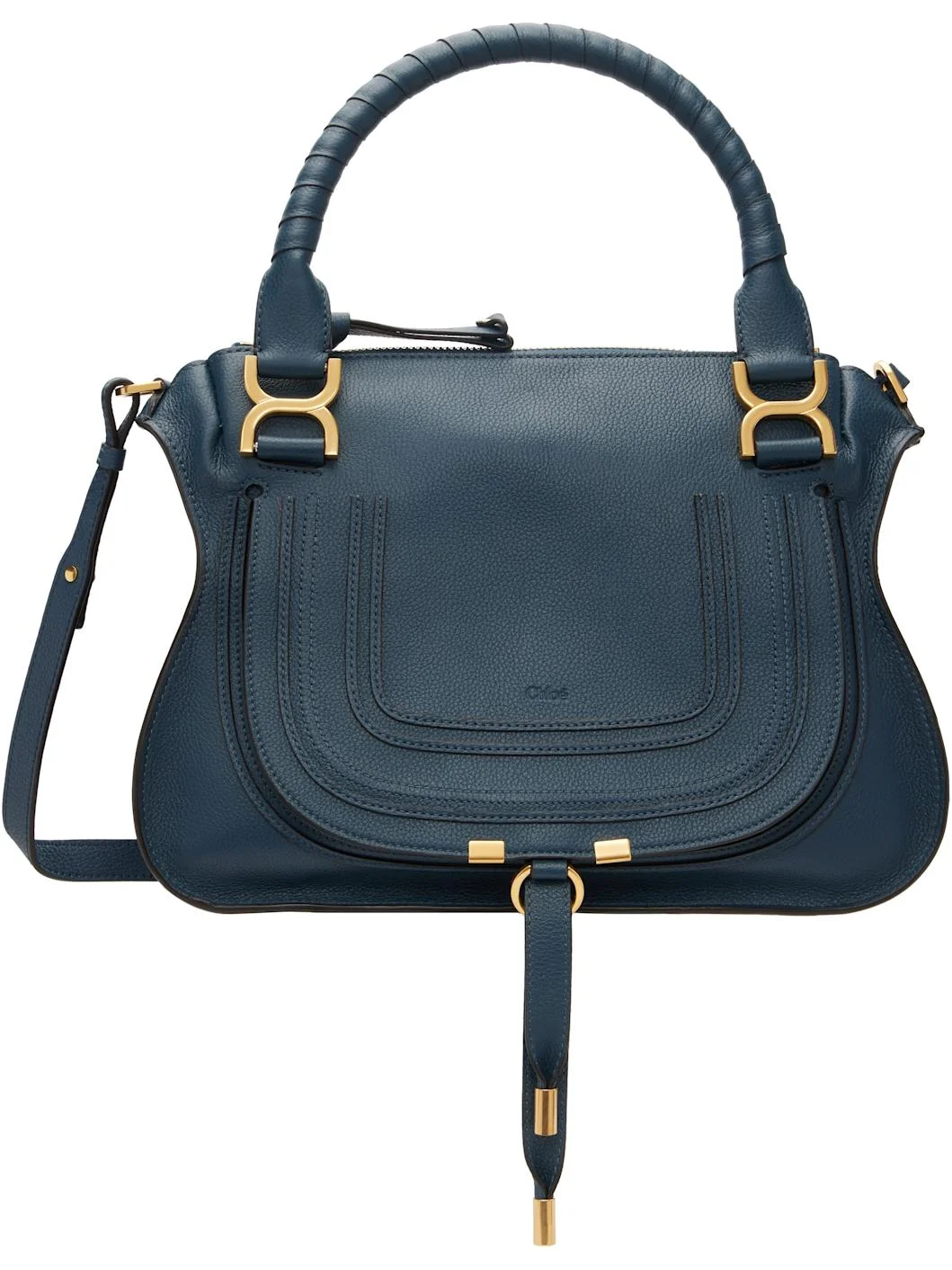 Navy Grained Leather Marcie Bag - 1