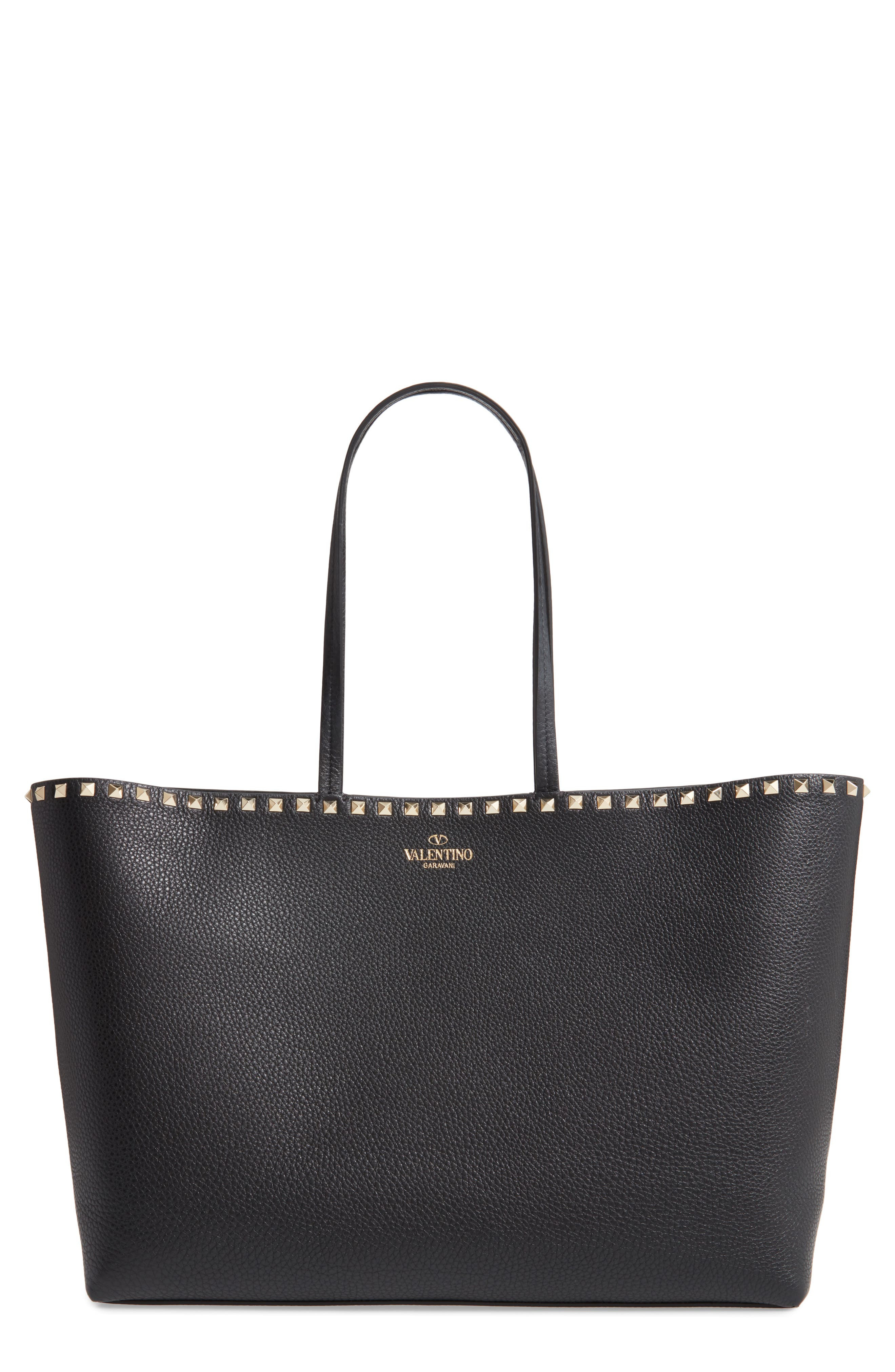 Valentino Garavani Rockstud Leather Tote in Black Rockstud at Nordstrom - 1