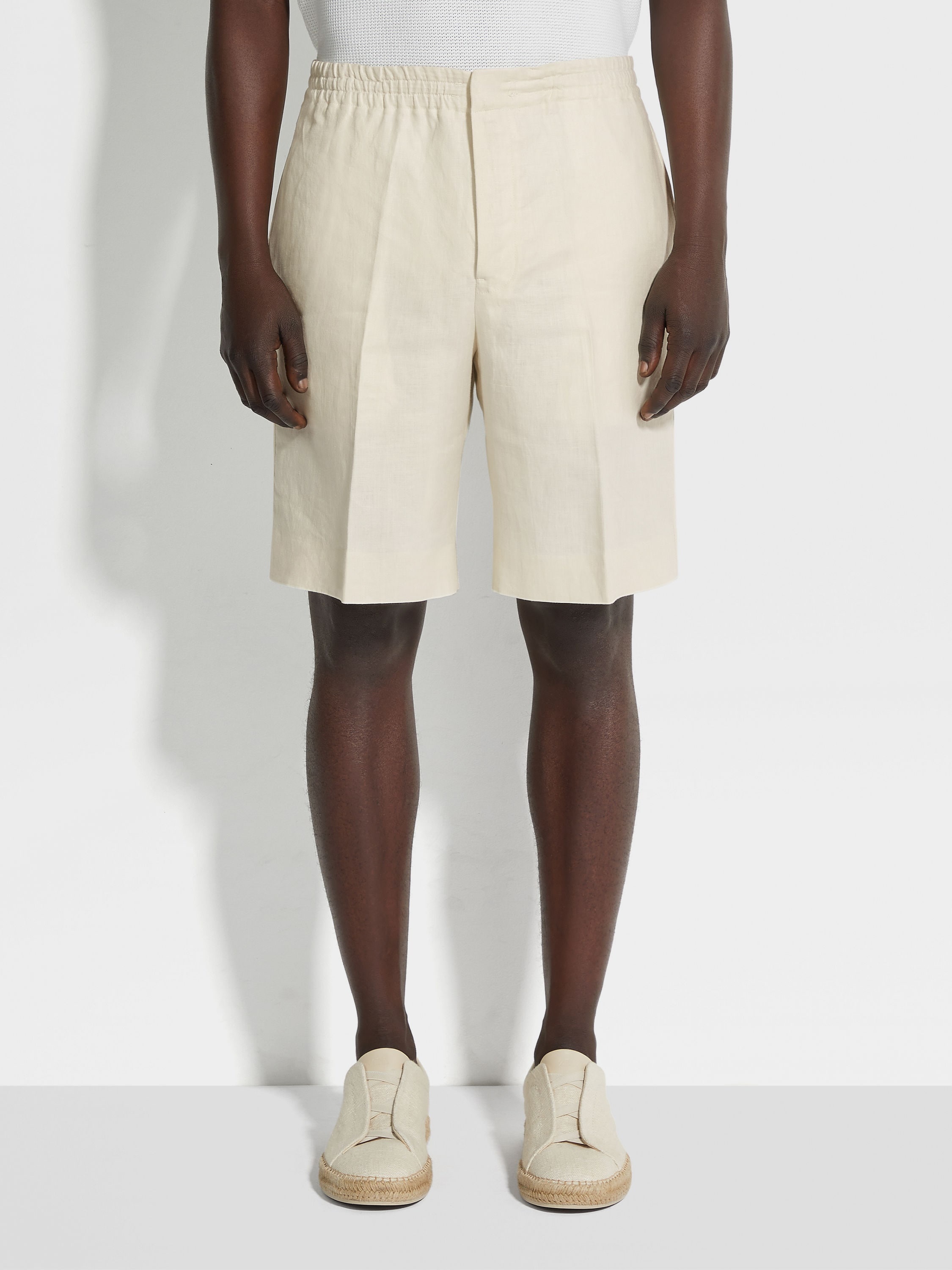 WHITE OASI LINO SHORTS - 5